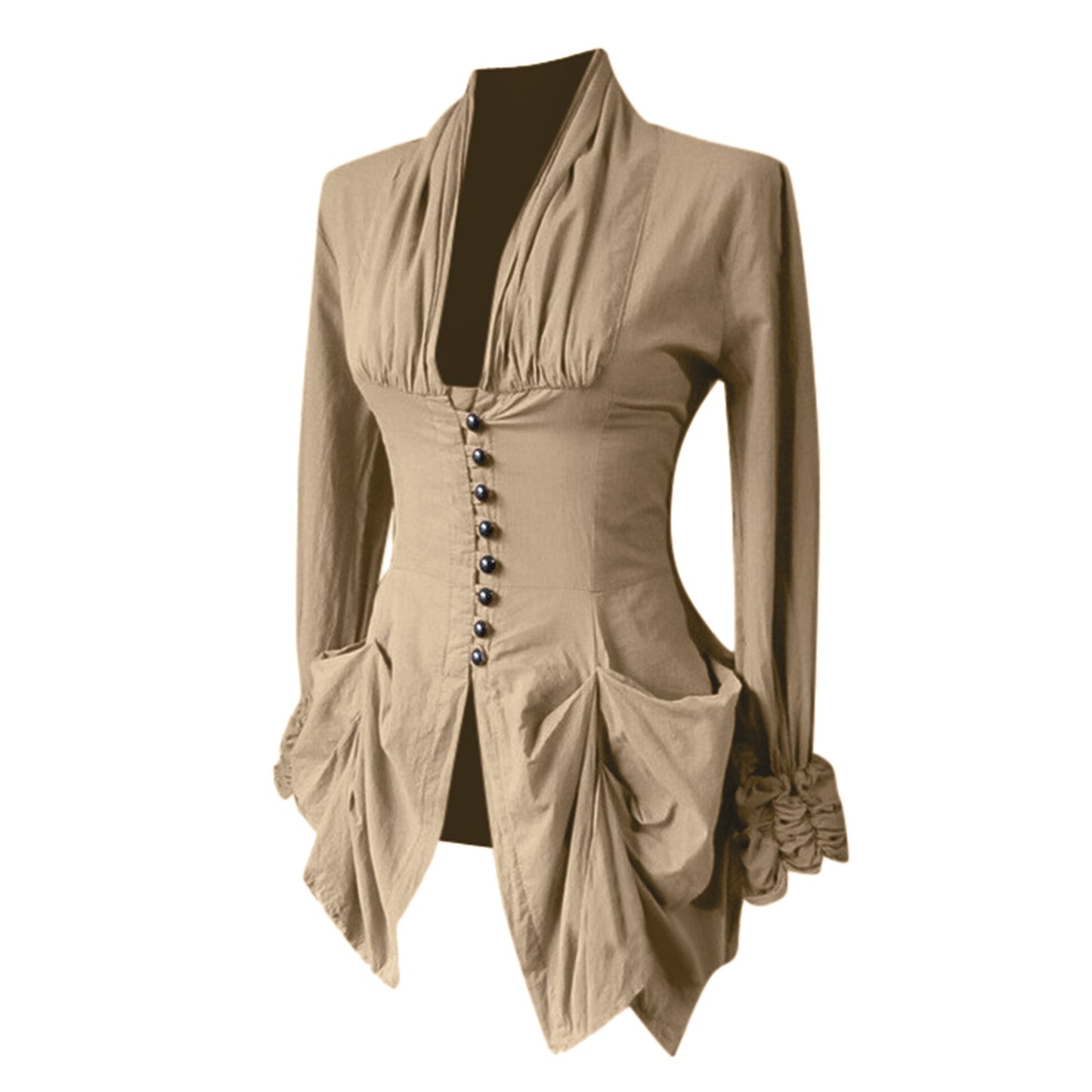 Gothic Shirt Medieval Stand Collar Ruffles Shirts