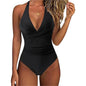 Tummy Control Swimsuit Cross Front Striped One Piece