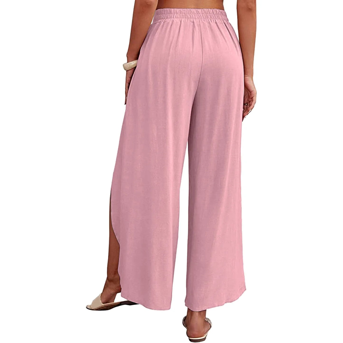 Womens Linen Wide Leg Flowy Bootcut Pants