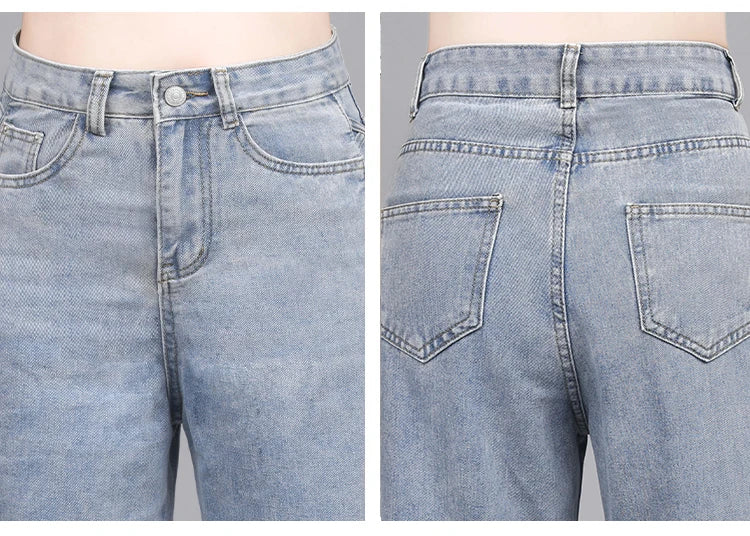 Hollow Wide Leg Jeans Casual Design Slimming High Waist