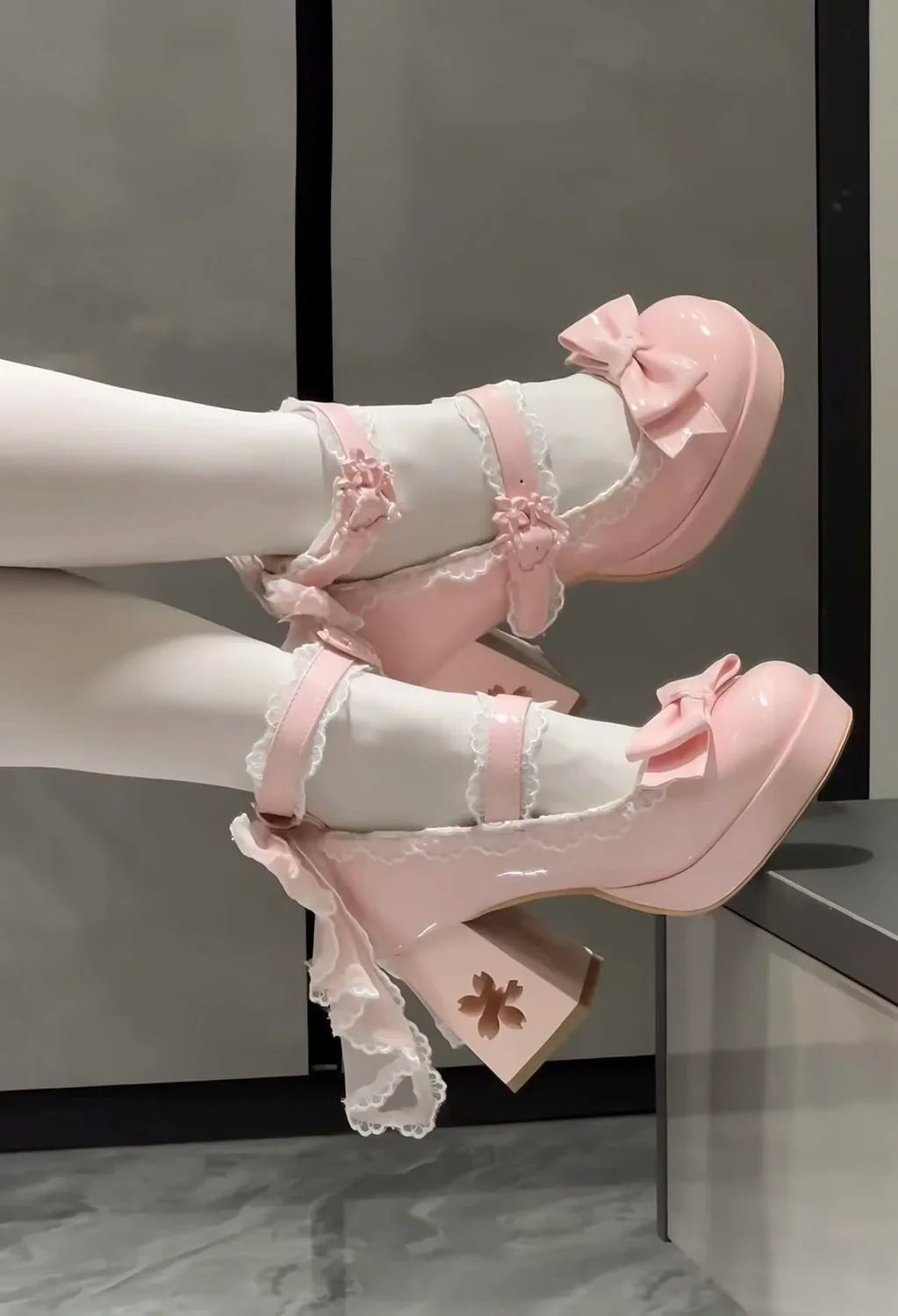 Lovely Girls Lolita Butterfly Knot High Heels Platform