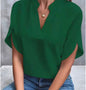 Summer Elegant Women's Blouse New V-neck Short Sleeve