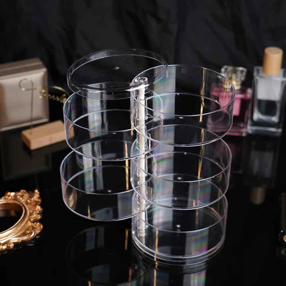 Rotating Jewelry Storage Box for Makeup Storage Bracelet Earring Round Plastic Organizer Boxes