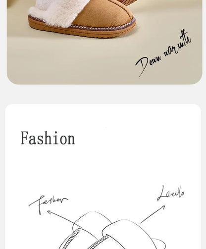 Winter Fur Cotton Slippers For Women Soft Comfort