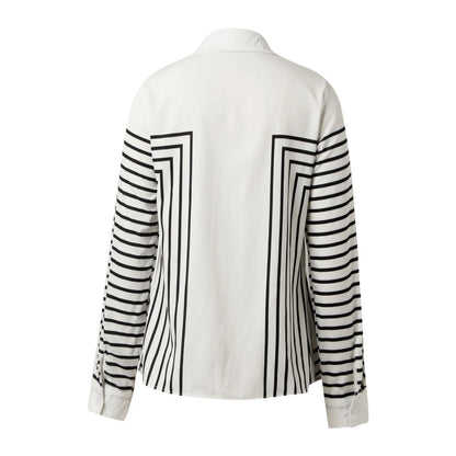 Women Casual Lapel Cotton Linen Shirt Long Sleeve Button Up Top