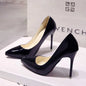 Nude Pumps Patent Leather Sexy Pointed Toe Thin Heel