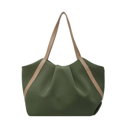 Women Work Tote Handbag Large Capacity Canvas Handheld Bag Contrast Color.