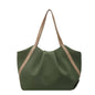 Women Work Tote Handbag Large Capacity Canvas Handheld Bag Contrast Color.