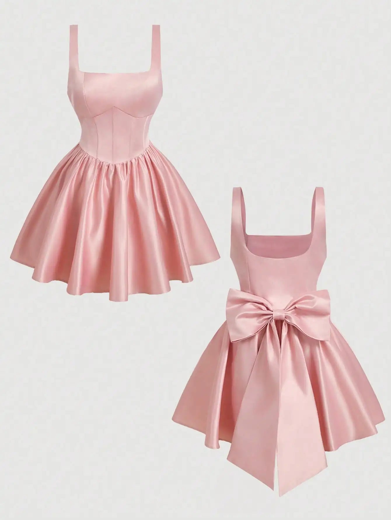 White Corset Mini Dress with Bow Detail,