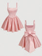 White Corset Mini Dress with Bow Detail,
