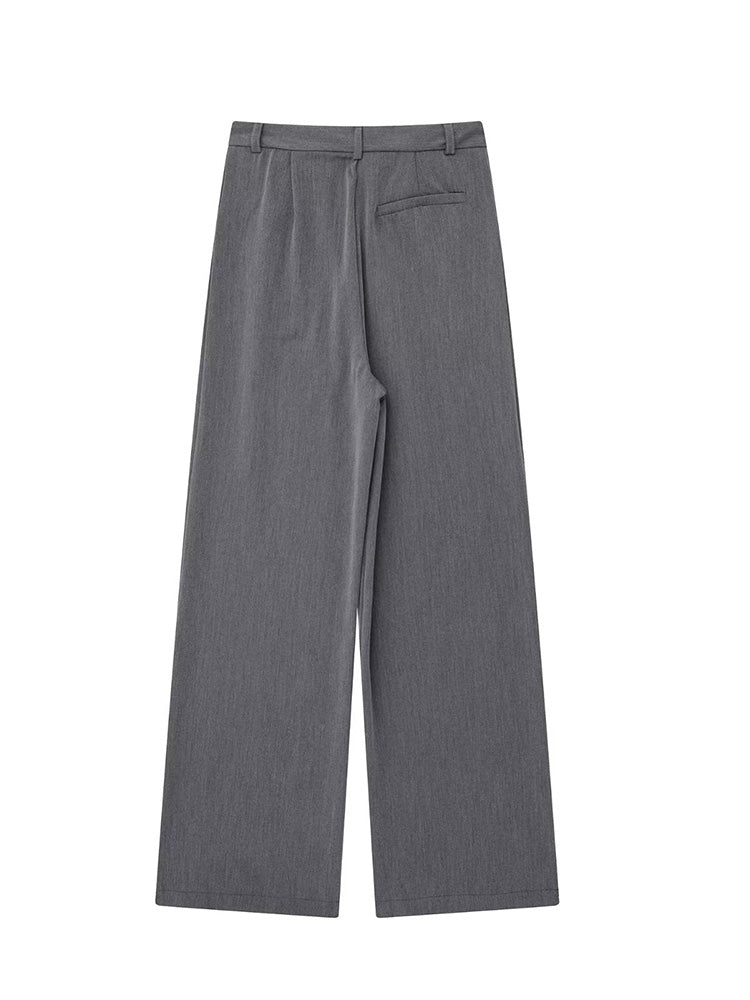 Willshela Women Fashion Solid Front Zipper Straight Pants High Waist Full Length