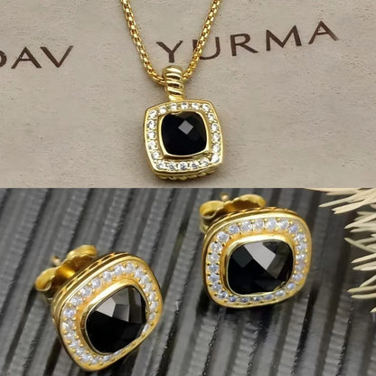 2025 New High-Quality Square Diamond Necklace and Earrings Set