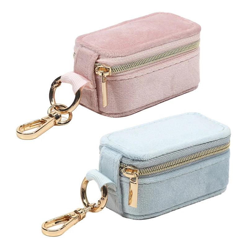 Portable Mini Jewelry Storage Box Travel Keychain Case for Earrings Necklaces Rings -