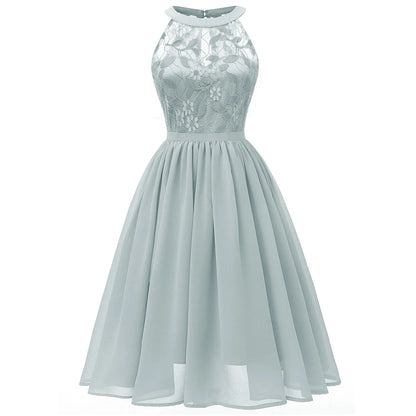 Women's Evening Dress Sexy Lace Chiffon Evening Gowns Ladies Sleeveless Robe Elegant Solid Cocktail Party Dresses Vestidos