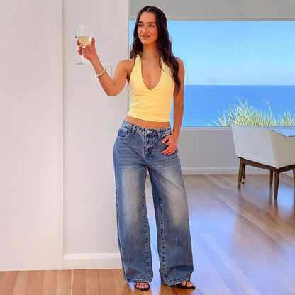 Heart Back Pocket Wide-Leg Jeans