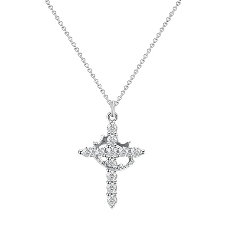 Light Luxury Pave Zircon Cross Necklace | Gold/Silver Dual-Tone