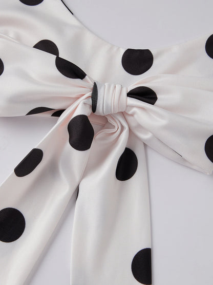 Women s Polka Dot Print Halter Bikini Set with Low Rise Shorts