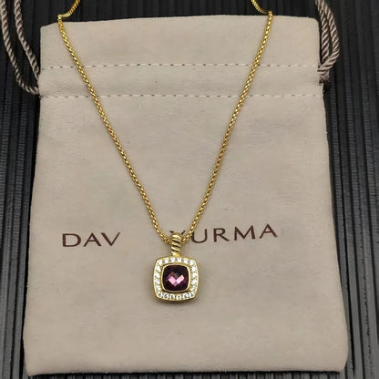 2025 New High-Quality Square Diamond Necklace and Earrings Set