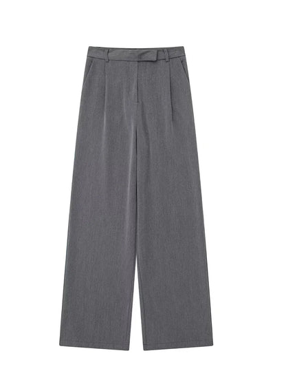 Willshela Women Fashion Solid Front Zipper Straight Pants High Waist Full Length