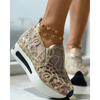women's Muffin Sneakers Sequin Slip On Casual Shoes