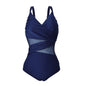 2025 New Sexy Plus Size One Piece Swimsuit Mesh Patchwork