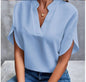 Summer Elegant Women's Blouse New V-neck Short Sleeve