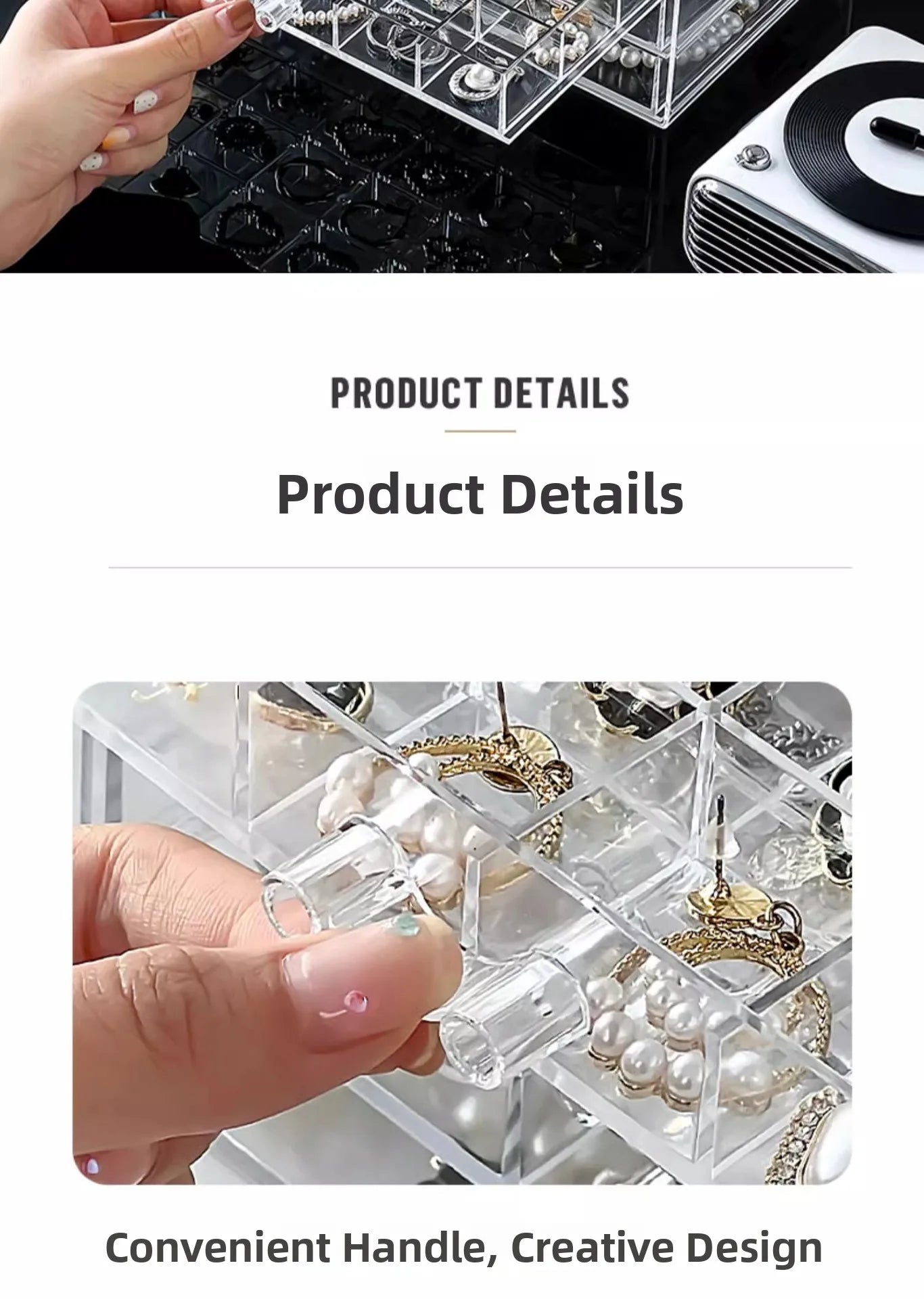 Large Capacity Multi-Layer Desktop Drawer Style Jewelry Box Earring Ring