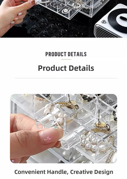 Large Capacity Multi-Layer Desktop Drawer Style Jewelry Box Earring Ring