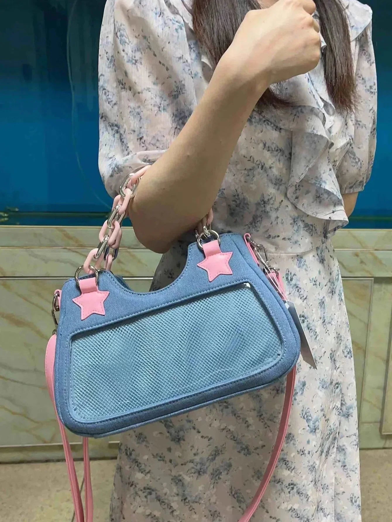 Fashion Shoulder Star Denim Bag