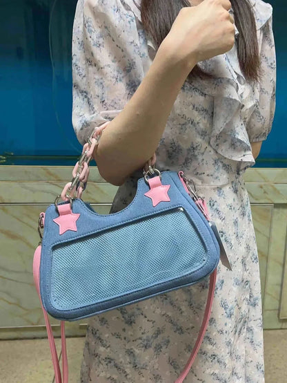 Fashion Shoulder Star Denim Bag