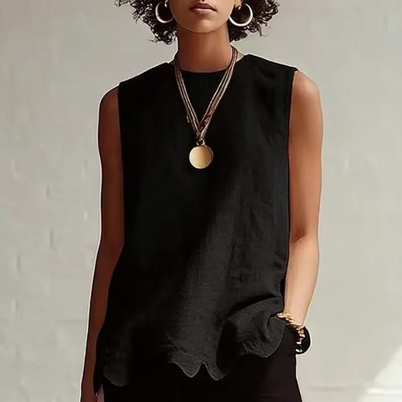 Fashion Spring Round Neck Hem Blouse