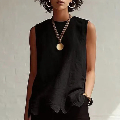 Fashion Spring Round Neck Hem Blouse