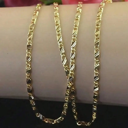18K Gold Filled Chain Necklace for Women and Men, 16-30 Inch Adjustable Link Design