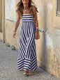 Striped Sleeveless A-Line Maxi Dress for Women, Boho Summer Casual Dress