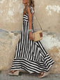 Striped Sleeveless A-Line Maxi Dress for Women, Boho Summer Casual Dress