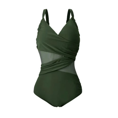 2025 New Sexy Plus Size One Piece Swimsuit Mesh Patchwork