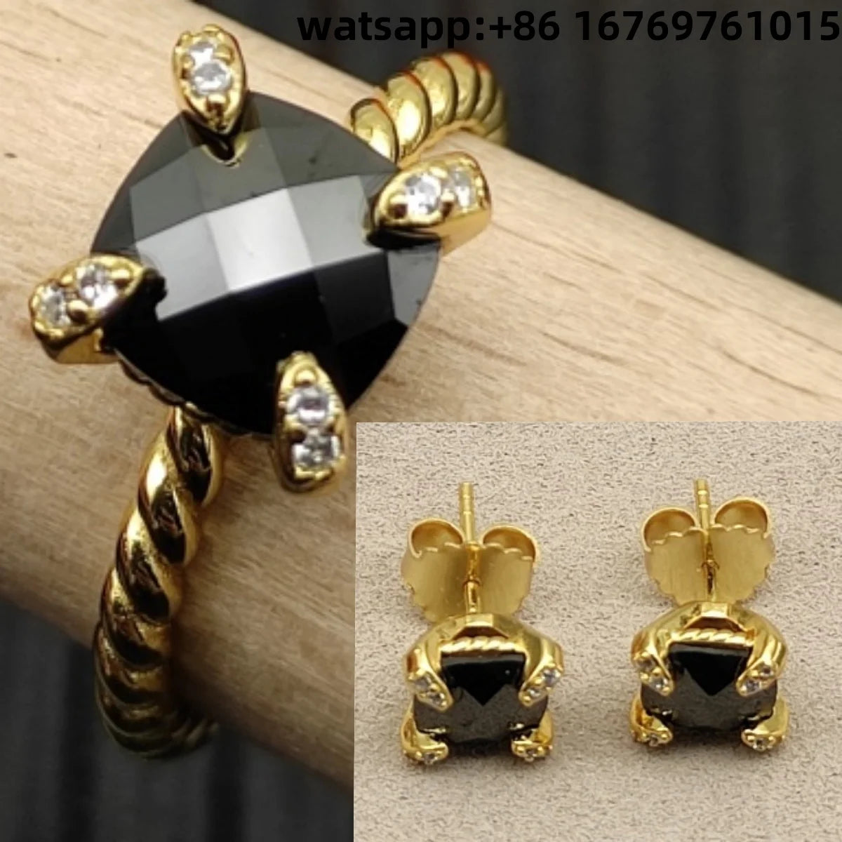 2025 New High-Quality Silver and Gold Color Set with 8mm Colorful Main Stone