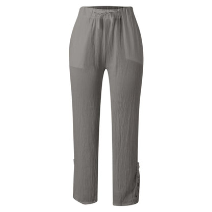 High Waist Casual Lace Spliced Pants Drawstring Pockets
