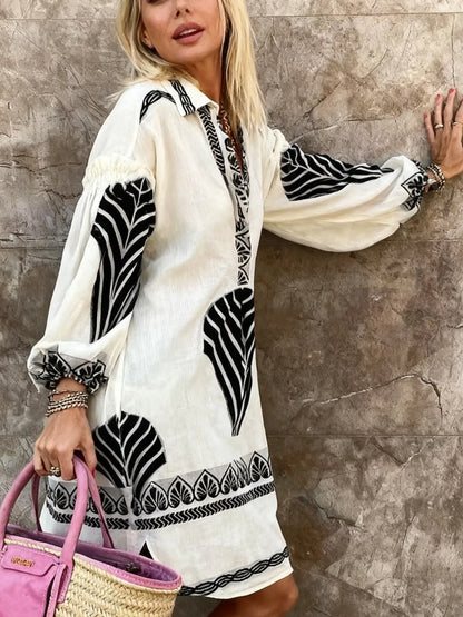 Women's Shirt Dress - Stylish and casual color-blocked design, versatile, suitable for seasonal wear