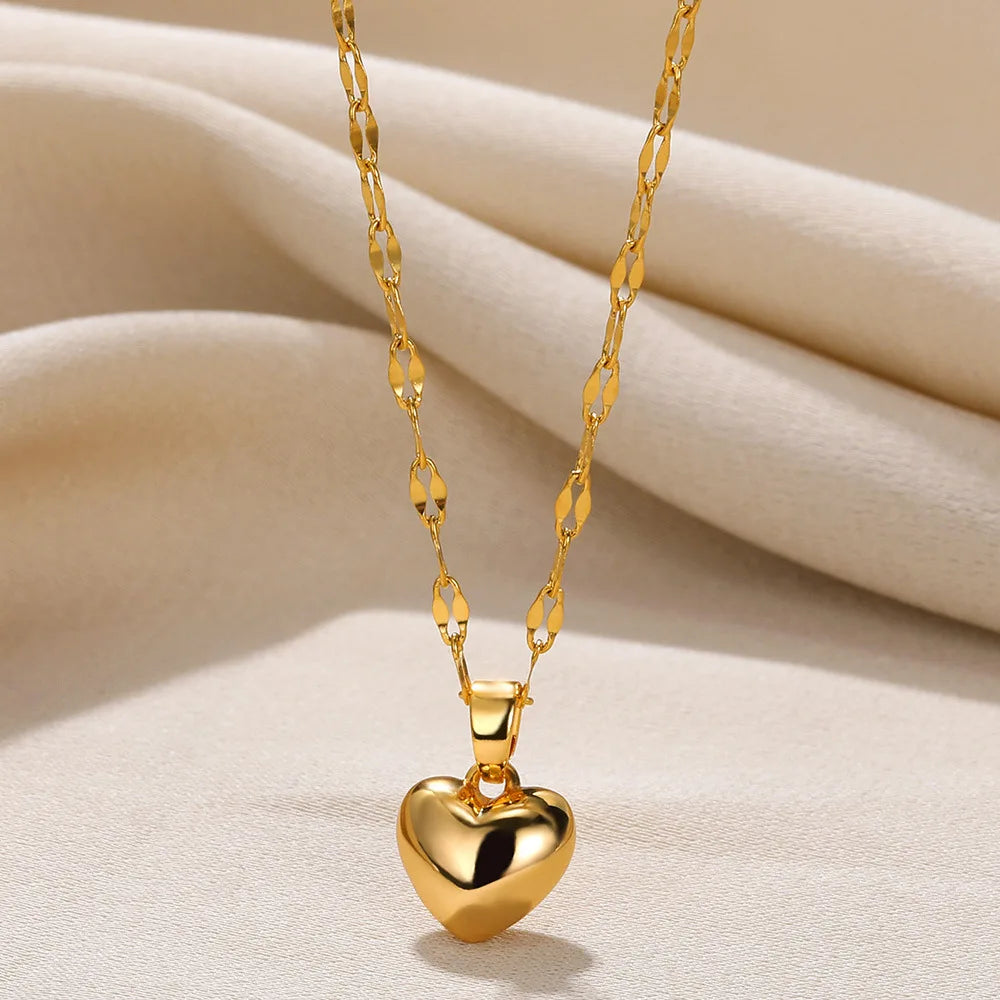 Stainless Steel Metal Heart Necklace