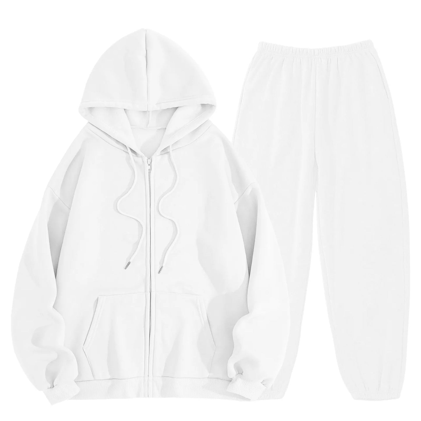 Women Long Sleeve Solid Color Hooded Sweatshirt and Pant