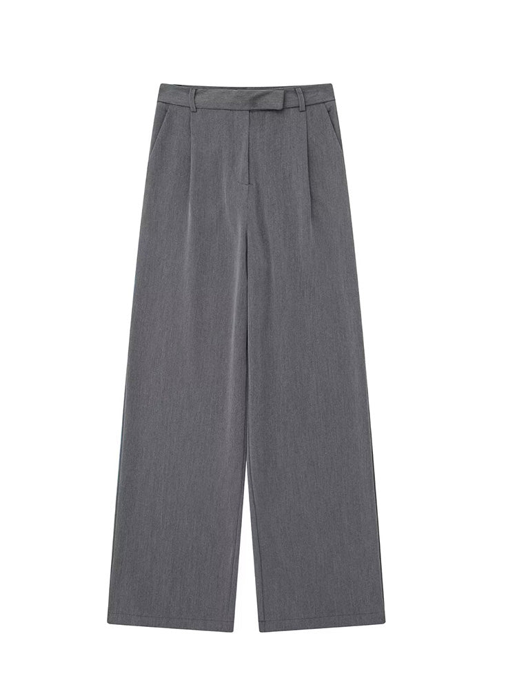 Willshela Women Fashion Solid Front Zipper Straight Pants High Waist Full Length