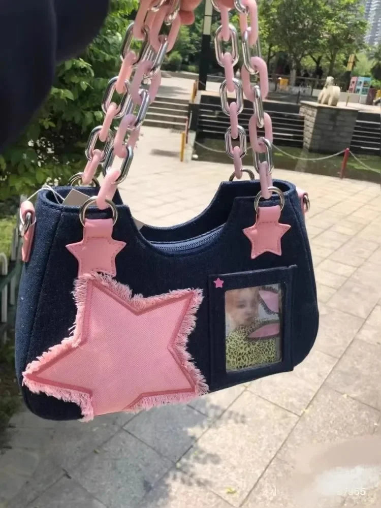 Fashion Shoulder Star Denim Bag