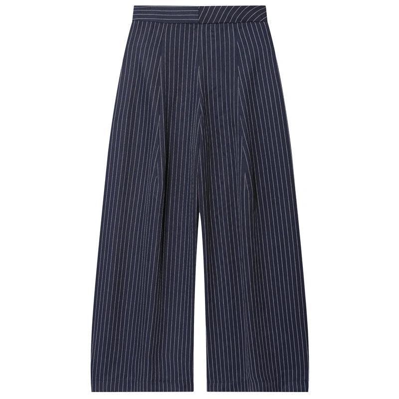 Striped Pleated Pants Baggy Wide Leg High Waist Pants