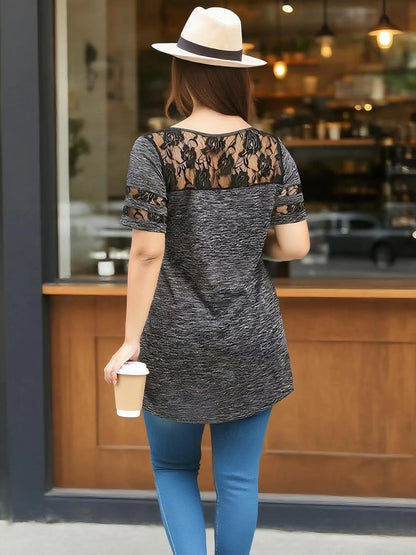 Women’s Plus Size Lace Patchwork Tunic Top