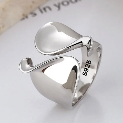 925 Sterling Silver Ring for Women Simple Big Open Ring