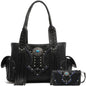 Western Style Cowgirl Woven Fringe Crocodile Gorgeous Purse Conchos Women Handbag Shoulder Bags Wallet Set