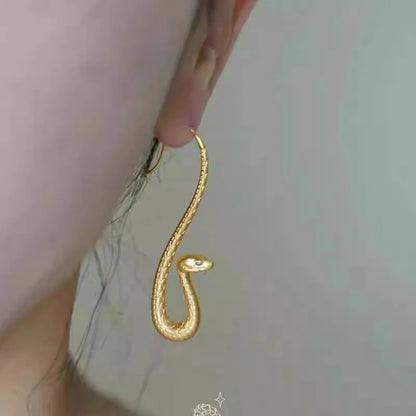 Gold Snake Dangle Earrings for Women