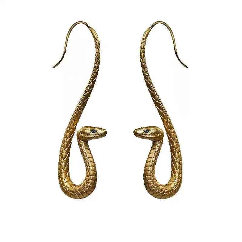 Gold Snake Dangle Earrings for Women