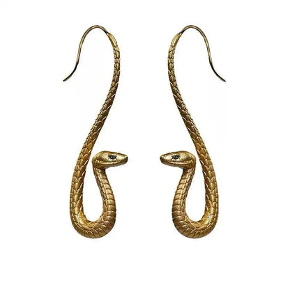 Gold Snake Dangle Earrings for Women